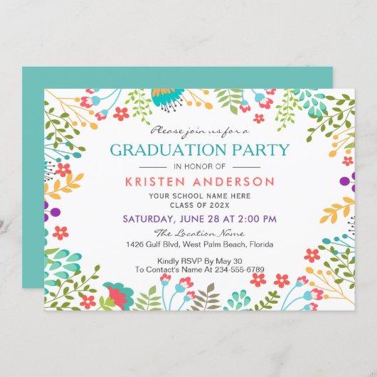 Modern Chic Fresh Floral Graduation Party Invitation