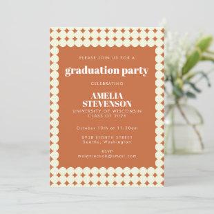 Modern Chic Terracotta Dots Graduation Party Invitation
