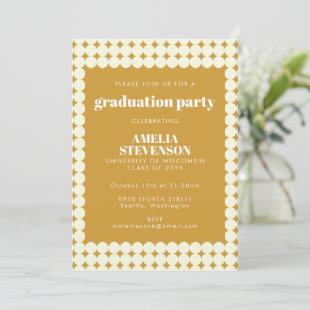 Modern Chic Yellow Simple Dots Graduation Party Invitation