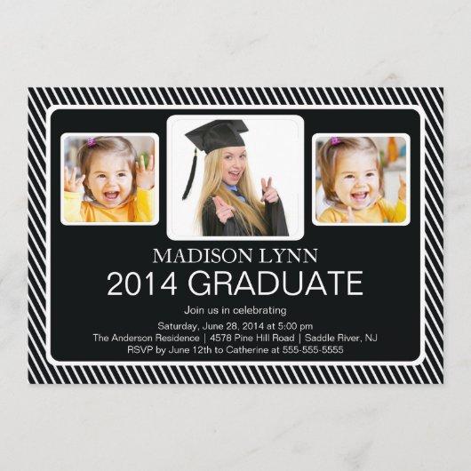 Modern Class of 2014 3 Photo Graduation Party Invitation