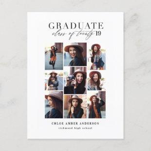 Modern class of 2019 photo graduation holiday postcard