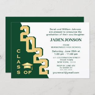 Modern Class of 2022 Golden Green Graduation Party Invitation