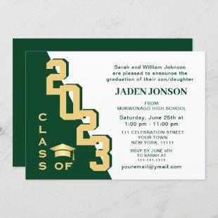 Modern Class of 2023 Golden Green Graduation Party Invitation