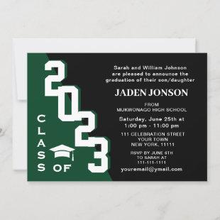 Modern Class of 2023 Green Black Graduation Party Invitation