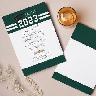 Modern Class of 2023 Green White Graduation Party Invitation