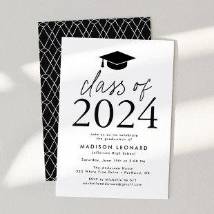 Modern Class of 2024 Black Graduation Party Invitation