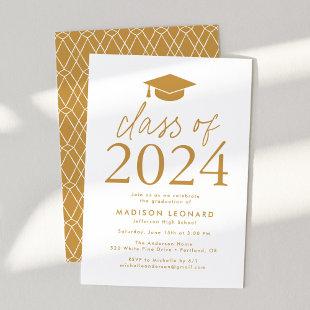 Modern Class of 2024 Gold Graduation Party Invitation