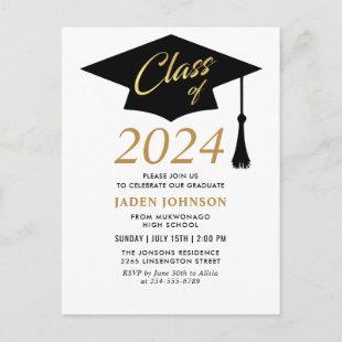 Modern Class of 2024 Graduation Party Invitation Postcard