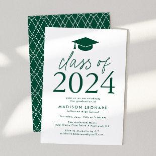 Modern Class of 2024 Green Graduation Party Invitation