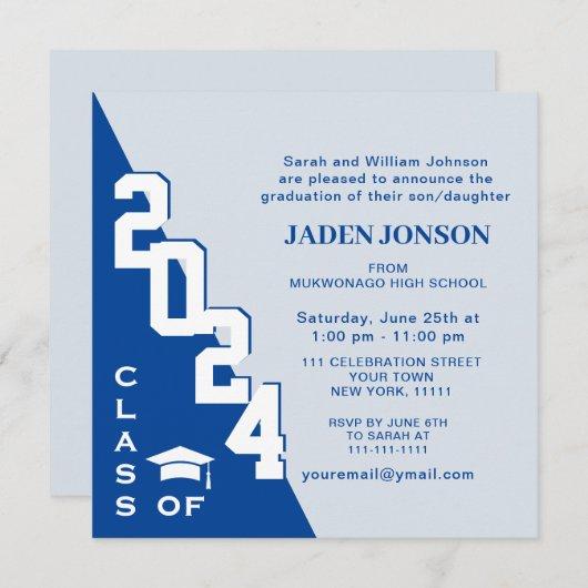 Modern Class of 2024 Navy Blue Graduation Party Invitation