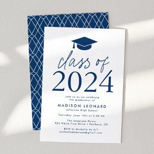 Modern Class of 2024 Navy Graduation Party Invitation