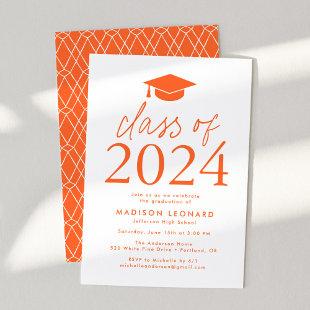 Modern Class of 2024 Orange Graduation Party Invitation