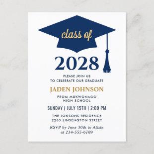 Modern Class of 2024 PHOTO Graduation Party Holiday Postcard
