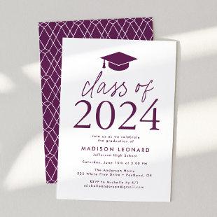 Modern Class of 2024 Purple Graduation Party Invitation