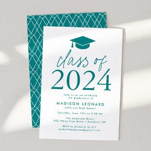 Modern Class of 2024 Teal Graduation Party Invitation