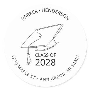 Modern Class of  Graduate Return Address Classic Round Sticker