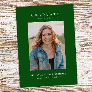 Modern Classic Simple Green Two Photo Graduation Announcement
