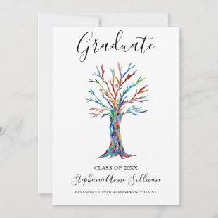 Modern Colorful Tree Graduation Announcement Card