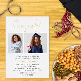 Modern Congrats Graduation 2024 2 Photos Gold Real Foil Invitation