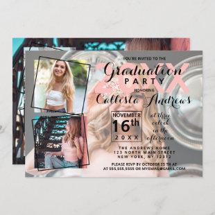 Modern Cool Photo Collage Graduation Year Invitation