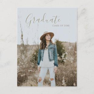 Modern Country Chic Editable Photo Graduation Announcement Postcard