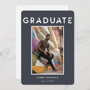 Modern Dark Gray Typography Photo 2022 Graduation Invitation
