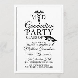 Modern Doctor's Medical School MD GRADUATION Party Invitation