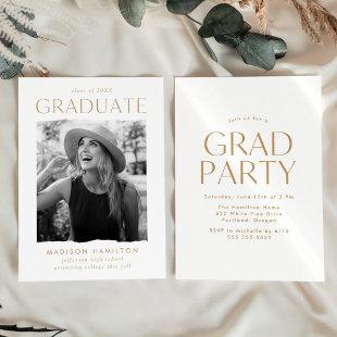 Modern Edge Gold Photo Graduation Party Invitation