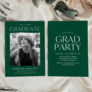 Modern Edge Green Photo Graduation Party Invitation