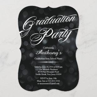 Modern Elegance Typography Bokeh Graduation Party Invitation