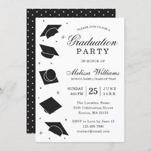 Modern Elegant Black and White Graduation Party Invitation