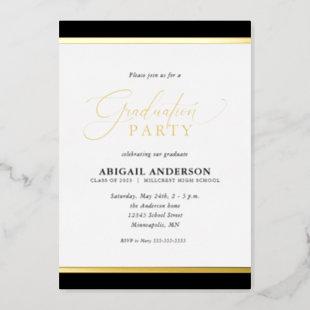 Modern Elegant Calligraphy Graduation Gold Foil Invitation