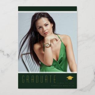 Modern Elegant Graduate Green Photo Foil Card
