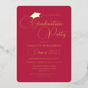 Modern Elegant Magenta Foil Graduation Invitation