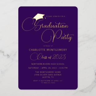 Modern Elegant Purple Foil Graduation Invitation