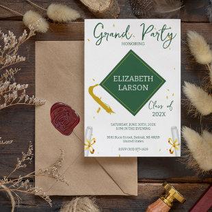 Modern Elegant Senior Green Themed Graduation Invitation