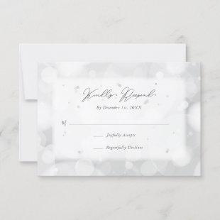 Modern Elegant Sparkly Gray Bokeh RSVP Card