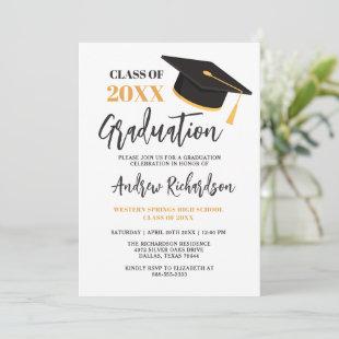 Modern Elegant Typography Tassel Graduation Party  Invitation