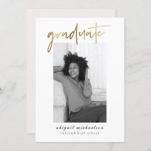 Modern Faux Gold and Blush Photo Graduation Party Invitation