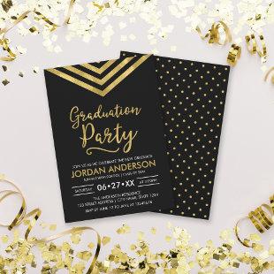 Modern Faux Gold Chevron Graduation Party Invitation
