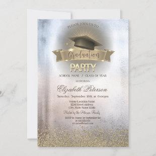 Modern Faux Gold Diamonds Metallic Graduation Invitation