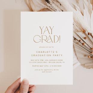 Modern Fete Gold Yay Grad Graduation Party Invitation