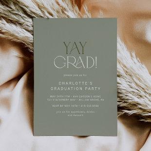 Modern Fete | Green Yay Grad Graduation Party Invitation