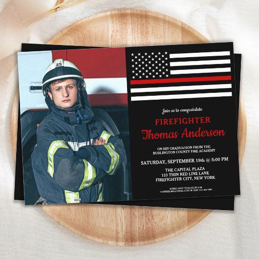 Modern Firefighter Graduation Party Custom Photo Invitation