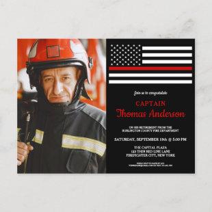 Modern Firefighter Retirement Party Custom Photo  Invitation Postcard