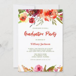 Modern Floral Graduation Invitation