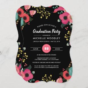 Modern Floral Graduation Party  Invitation