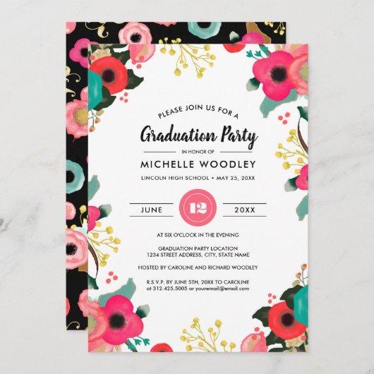 Modern Floral Painting Custom Graduation Party  Invitation