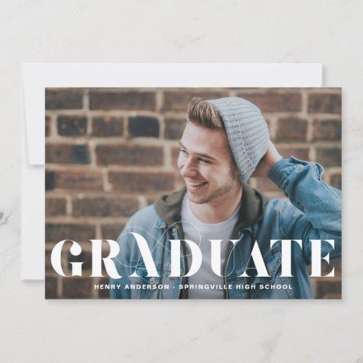 Modern Flourish Typography Photo Graduation Invitation