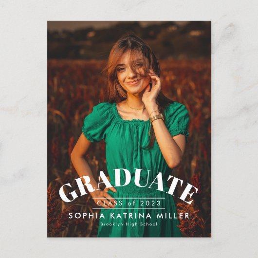 Modern Formal Graduate Class Year Photo Graduation Announcement Postcard